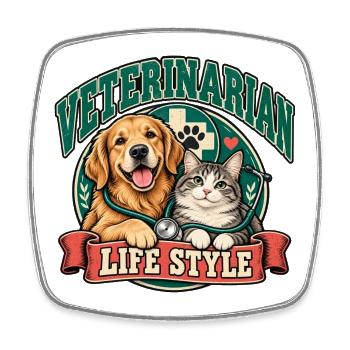 Tierarzt-Lebensstil-Hund-Katzen-Duo - Viereckiger Kühlschrankmagnet - Weiß - Vorne