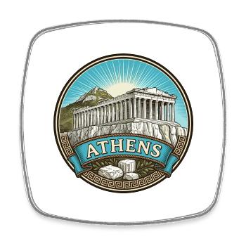 Athen Griechenland Reiseabzeichen Parthenon Souvenir - Viereckiger Kühlschrankmagnet - Weiß - Vorne