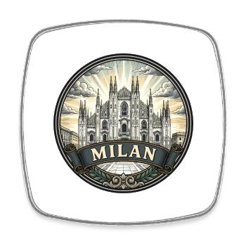 Milan Italien Reiseabzeichen Duomo Vintage-Souvenir - Viereckiger Kühlschrankmagnet - Weiß - Vorne