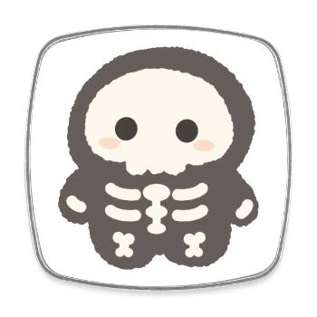 Kawaii-Skelettplüsch-Charme - Viereckiger Kühlschrankmagnet - Weiß - Vorne