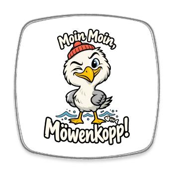 Moin Moin Möwenkopp – Nordsee Spruch Küstenhumor - Viereckiger Kühlschrankmagnet - Weiß - Vorne