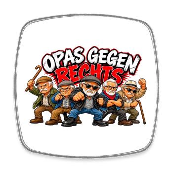 Opas Gegen Rechts Cartoon - Viereckiger Kühlschrankmagnet - Weiß - Vorne