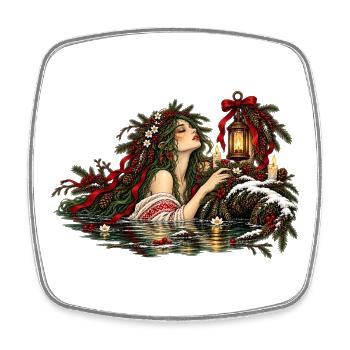 Weihnachts-Rusalka-Slawisches Wassergeist-Design - Viereckiger Kühlschrankmagnet - Weiß - Vorne