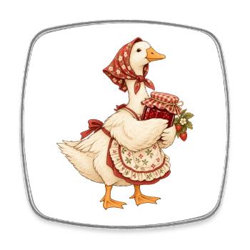 Marmeladen-Baka – Oma Gans im Cottagecore-Stil - Viereckiger Kühlschrankmagnet - Weiß - Vorne