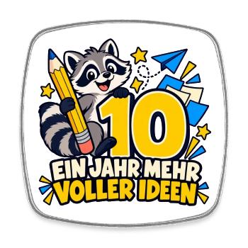 10 Geburtstag – Ein Jahr mehr, voller Ideen - Viereckiger Kühlschrankmagnet - Weiß - Vorne
