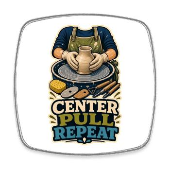CENTER PULL REPEAT - Viereckiger Kühlschrankmagnet - Weiß - Vorne