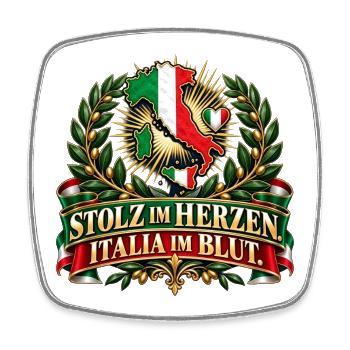 Stolz im Herzen. Italia im Blut. - Viereckiger Kühlschrankmagnet - Weiß - Vorne