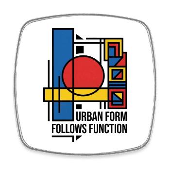 Stadtform folgt Funktion - Viereckiger Kühlschrankmagnet - Weiß - Vorne