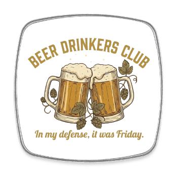 BEER DRINKERS CLUB Bier Spruch Witzig - Viereckiger Kühlschrankmagnet - Weiß - Vorne
