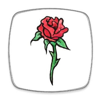 Crimson Rose Aquarell-Skizze - Viereckiger Kühlschrankmagnet - Weiß - Vorne