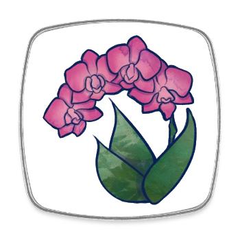 Rosa Orchidee Aquarell Floral - Viereckiger Kühlschrankmagnet - Weiß - Vorne