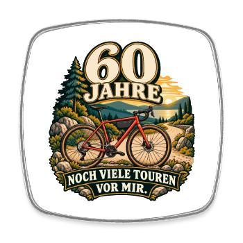 60 Jahre Radreise – Noch viele Touren - Viereckiger Kühlschrankmagnet - Weiß - Vorne