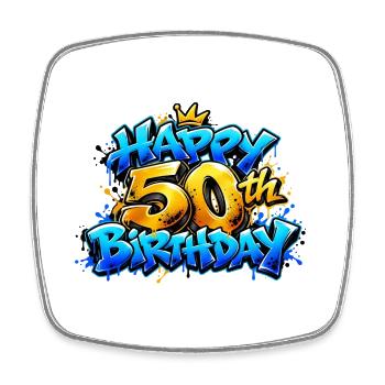 Herzlichen Glückwunsch zum 50. Geburtstag Blue Graffiti: Epic Legend! - Viereckiger Kühlschrankmagnet - Weiß - Vorne