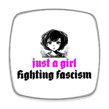 just a girl fighting fascism - Viereckiger Kühlschrankmagnet - Weiß - Vorne