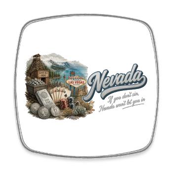 Nevada Retro Vintage Silver State Las Vegas Design - Viereckiger Kühlschrankmagnet - Weiß - Vorne