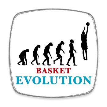 Entwicklung des Basketballs - Viereckiger Kühlschrankmagnet - Weiß - Vorne