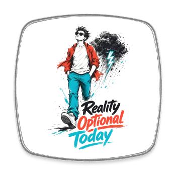 Reality Optional Today Skizze - Viereckiger Kühlschrankmagnet - Weiß - Vorne