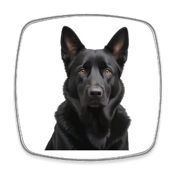 Schwarzer Schäferhund Portrait - Viereckiger Kühlschrankmagnet - Weiß - Vorne