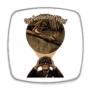 Opa beobachtet Vögel Vintage - Viereckiger Kühlschrankmagnet - Weiß - Vorne