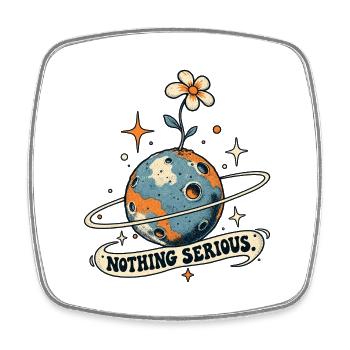 Planet mit Blume – Nichts Ernst - Viereckiger Kühlschrankmagnet - Weiß - Vorne
