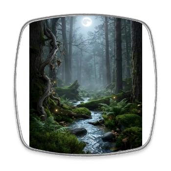 Mondnacht verzauberter Wald - Viereckiger Kühlschrankmagnet - Weiß - Vorne