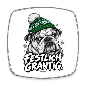 Grantige Weihnacht - Viereckiger Kühlschrankmagnet - Weiß - Vorne