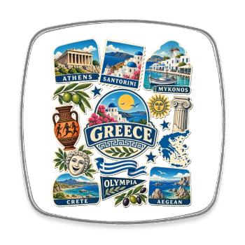 Griechenland Reisesticker - Viereckiger Kühlschrankmagnet - Weiß - Vorne
