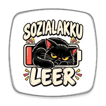 Sozialakku leer Katze - Viereckiger Kühlschrankmagnet - Weiß - Vorne