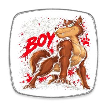 Bad Boy Wolf - Viereckiger Kühlschrankmagnet - Weiß - Vorne