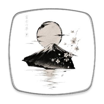 Fuji Berg unter Mondlicht - Viereckiger Kühlschrankmagnet - Weiß - Vorne