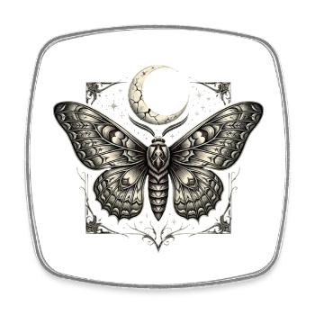Gotische Motte und Mond – Dunkle himmlische Kunst - Viereckiger Kühlschrankmagnet - Weiß - Vorne