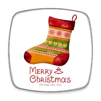 Frohe Weihnachten Strickstrümpf - Viereckiger Kühlschrankmagnet - Weiß - Vorne
