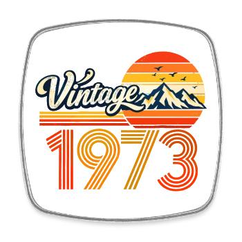 Vintage 1973 Mountain Sunset 53. Geburtstagsabschlag - Viereckiger Kühlschrankmagnet - Weiß - Vorne