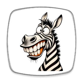Lustige verrückte Zebra-Zeichentrick-Lächeln Tier-Humor-T-Shirt - Viereckiger Kühlschrankmagnet - Weiß - Vorne