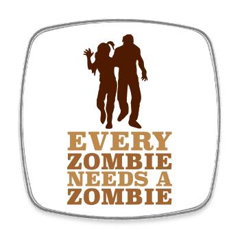 Jeder Zombie braucht ein Zombie-T-Shirt - Viereckiger Kühlschrankmagnet - Weiß - Vorne