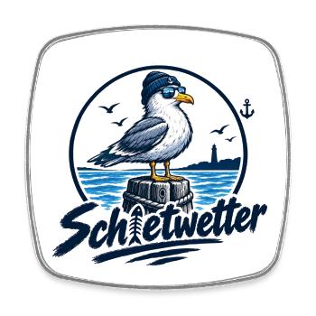 Fischkopp Schietwetter. Wat mutt, dat mutt. - Viereckiger Kühlschrankmagnet - Weiß - Vorne