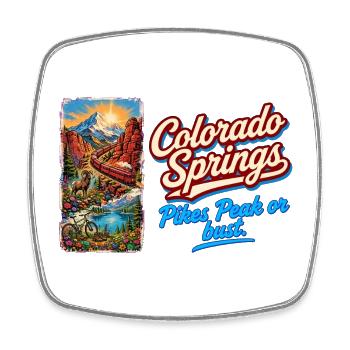 Colorado Springs Retro Vintage Pikes Peak Design - Viereckiger Kühlschrankmagnet - Weiß - Vorne