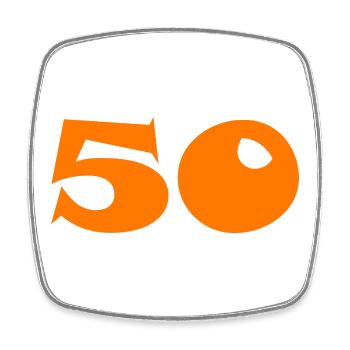 50. 50 JAHRE. 50-JÄHRIGES JUBILÄUM. 50-JÄHRIGES JUBILÄUM. - Viereckiger Kühlschrankmagnet - Weiß - Vorne