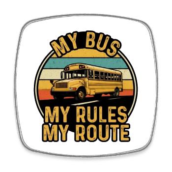 Mein Bus bestimmt meine Route - Viereckiger Kühlschrankmagnet - Weiß - Vorne