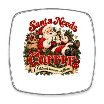 Santa Needs Coffee – Christmas Runs on Caffeine - Viereckiger Kühlschrankmagnet - Weiß - Vorne