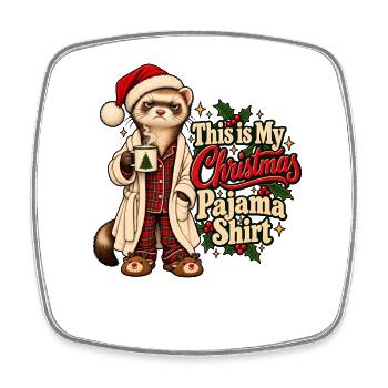 This is My Christmas Pajama Ferret Christmas - Viereckiger Kühlschrankmagnet - Weiß - Vorne
