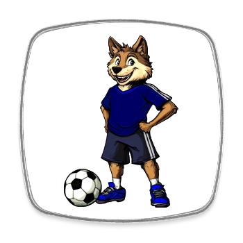 Fussball Wolf Blau - Viereckiger Kühlschrankmagnet - Weiß - Vorne