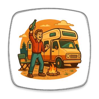 Erste Wohnmobilnacht im eigenen Camper feiern - Viereckiger Kühlschrankmagnet - Weiß - Vorne