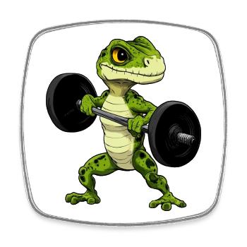 Eidechsen Fitness / Trainer Eidechse - Viereckiger Kühlschrankmagnet - Weiß - Vorne