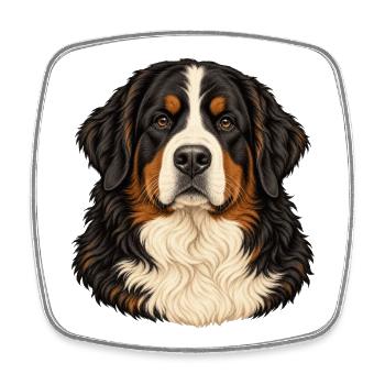 Berner Sennenhund – Treuer Blick - Viereckiger Kühlschrankmagnet - Weiß - Vorne