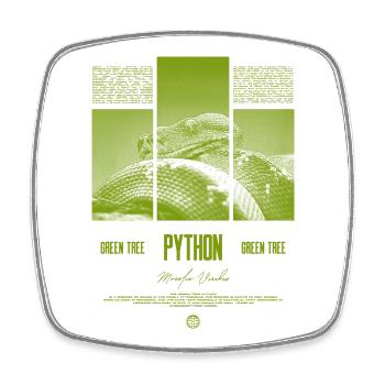 Green Tree Python Modern Reptile Keeper Streetwear - Viereckiger Kühlschrankmagnet - Weiß - Vorne