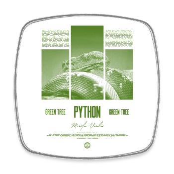 Green Tree Python Modern Reptile Keeper Streetwear - Viereckiger Kühlschrankmagnet - Weiß - Vorne