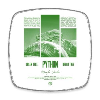 Green Tree Python Modern Reptile Keeper Streetwear - Viereckiger Kühlschrankmagnet - Weiß - Vorne