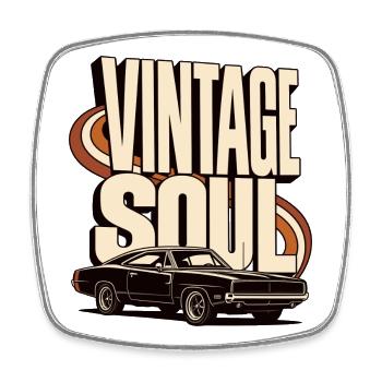Vintage Soul Classic Car - Viereckiger Kühlschrankmagnet - Weiß - Vorne