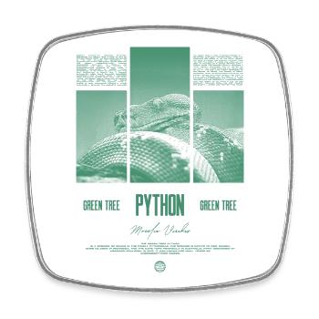Green Tree Python Modern Reptile Keeper Streetwear - Viereckiger Kühlschrankmagnet - Weiß - Vorne
